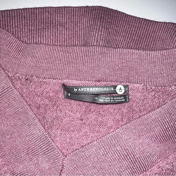Anthropologie Mauve Dusty Rose Pink V Neck Boxy Relaxed Fit Merino Wool Sweater - Picture 8 of 8
